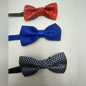 Set of 3 Men’s Bow Ties - Red, Blue, & Black